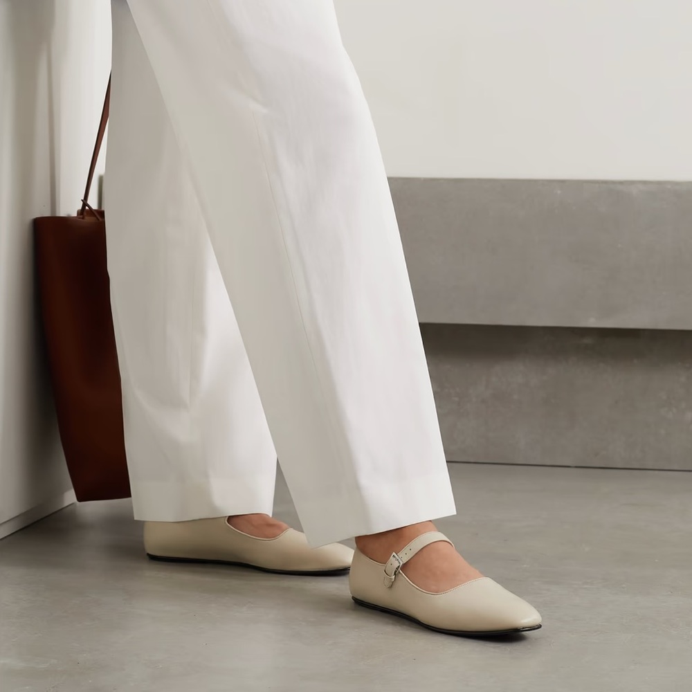 The Row Ava Leather Mary Jane Flats